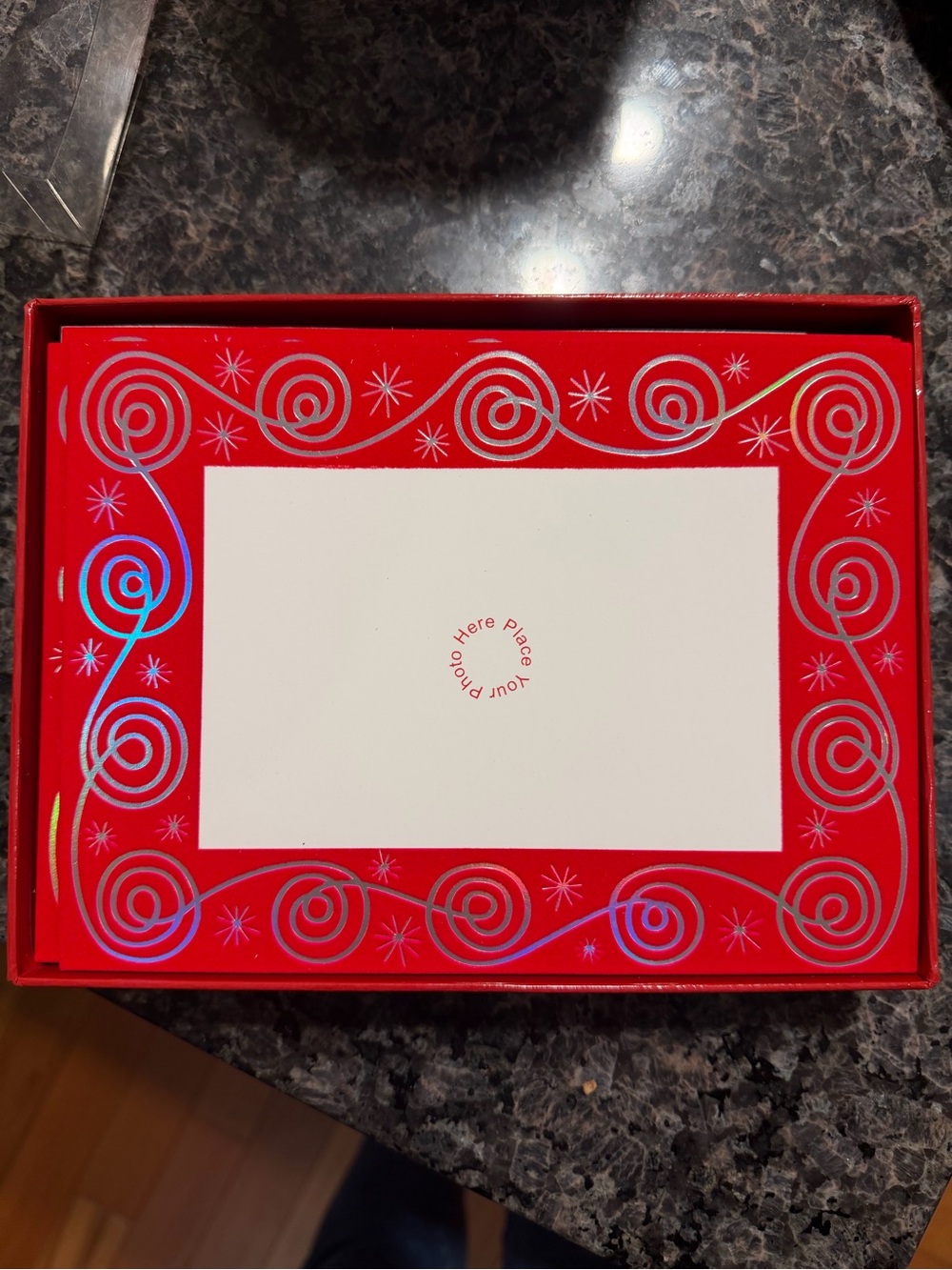 Papyrus - Red Decorative Holiday Photo Card with room to write a message inside.